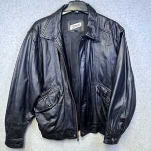 Viaggio Leather Jacket Men's Large Black Full Zip Moto Style Coat